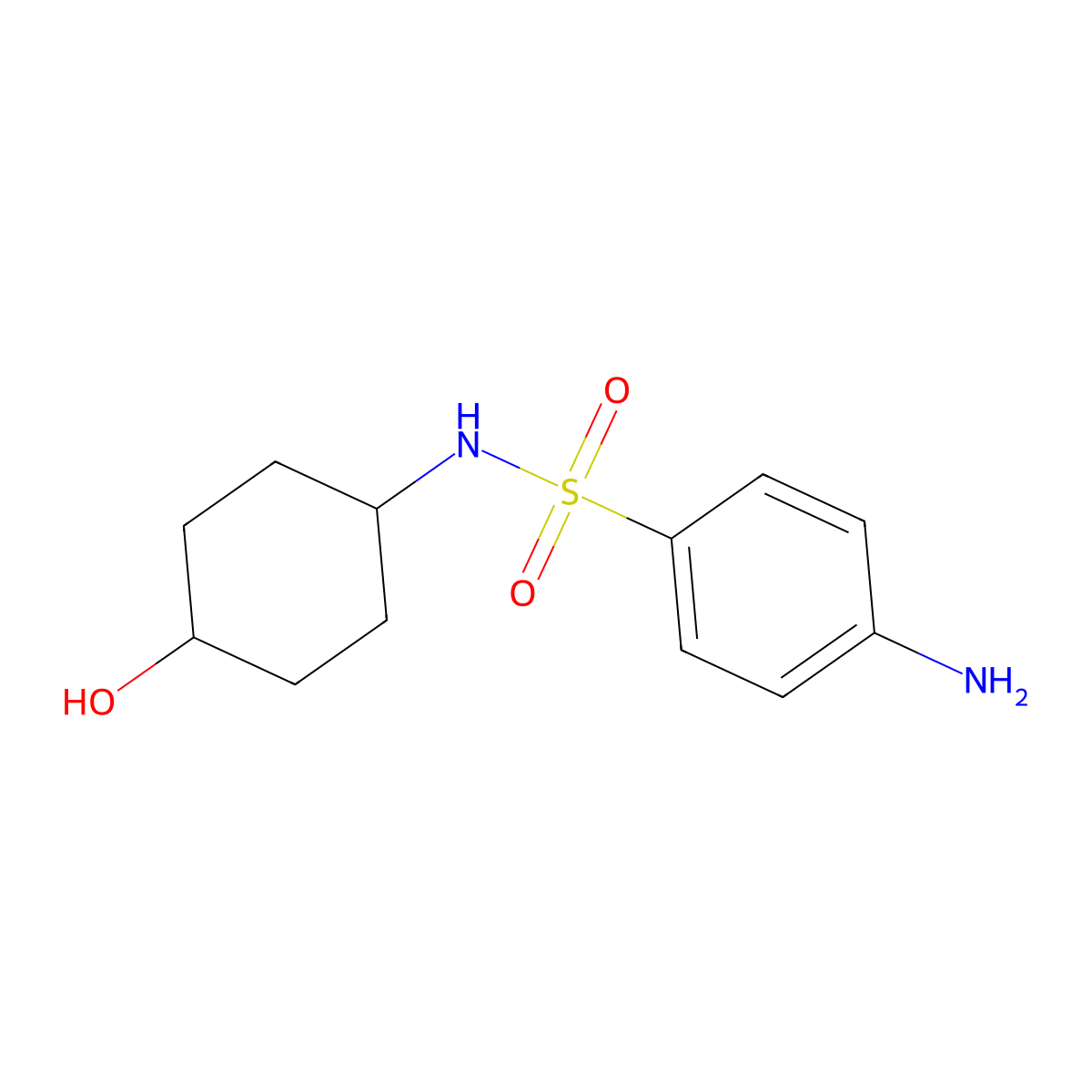 4-amino-N-(4-hydroxycyclohexyl)benzene-1-sulfonamide molecular structure, CAS 174628-50-3