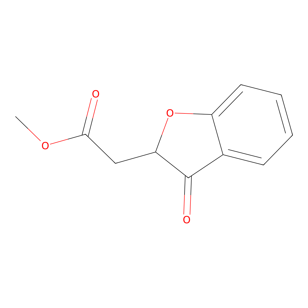 Methyl 2-(3-oxo-2,3-dihydro-1-benzofuran-2-yl)acetate molecular structure, CAS 174633-69-3