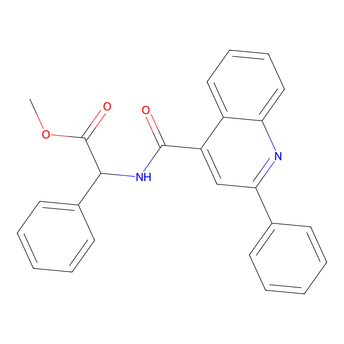 Phenyl-[(2-phenyl-quinoline-4-carbonyl)-amino]-acetic acid methyl ester molecular structure, CAS 174635-51-9