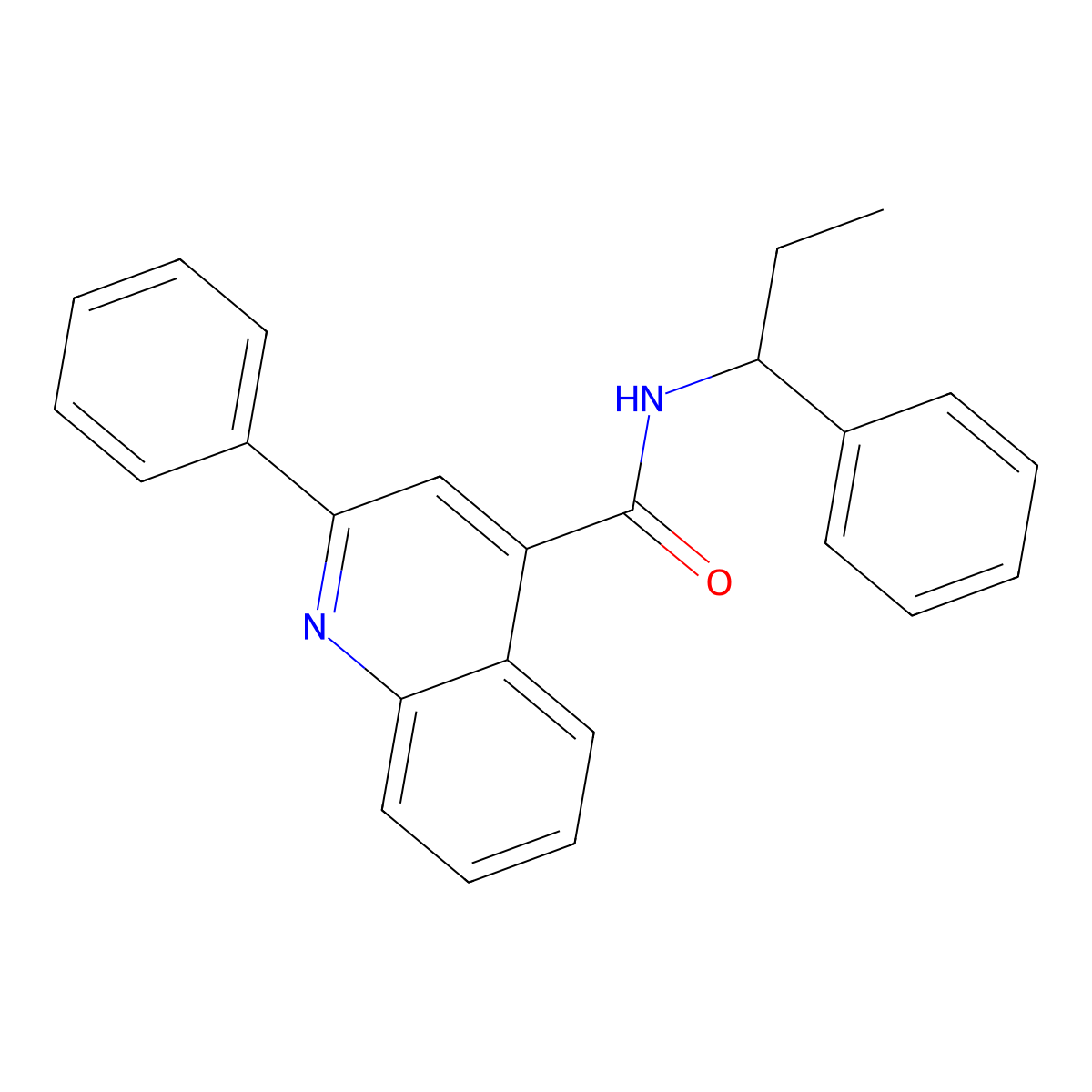 2-phenyl-N-(1-phenylpropyl)quinoline-4-carboxamide molecular structure, CAS 174635-76-8
