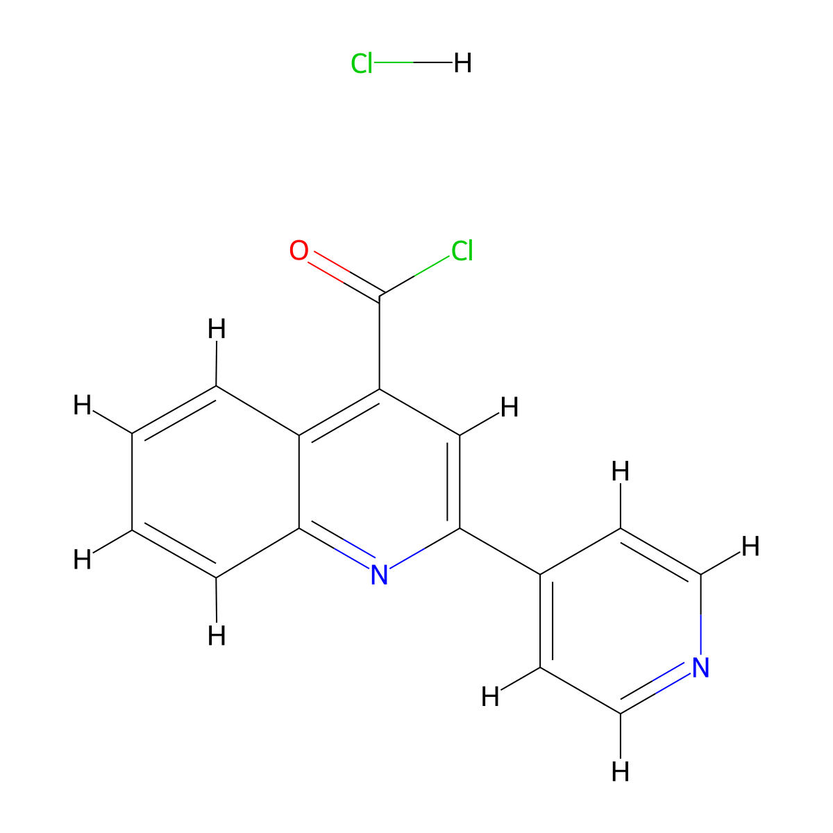 2-(Pyridin-4-yl)quinoline-4-carbonyl chloride hydrochloride molecular structure, CAS 174636-68-1