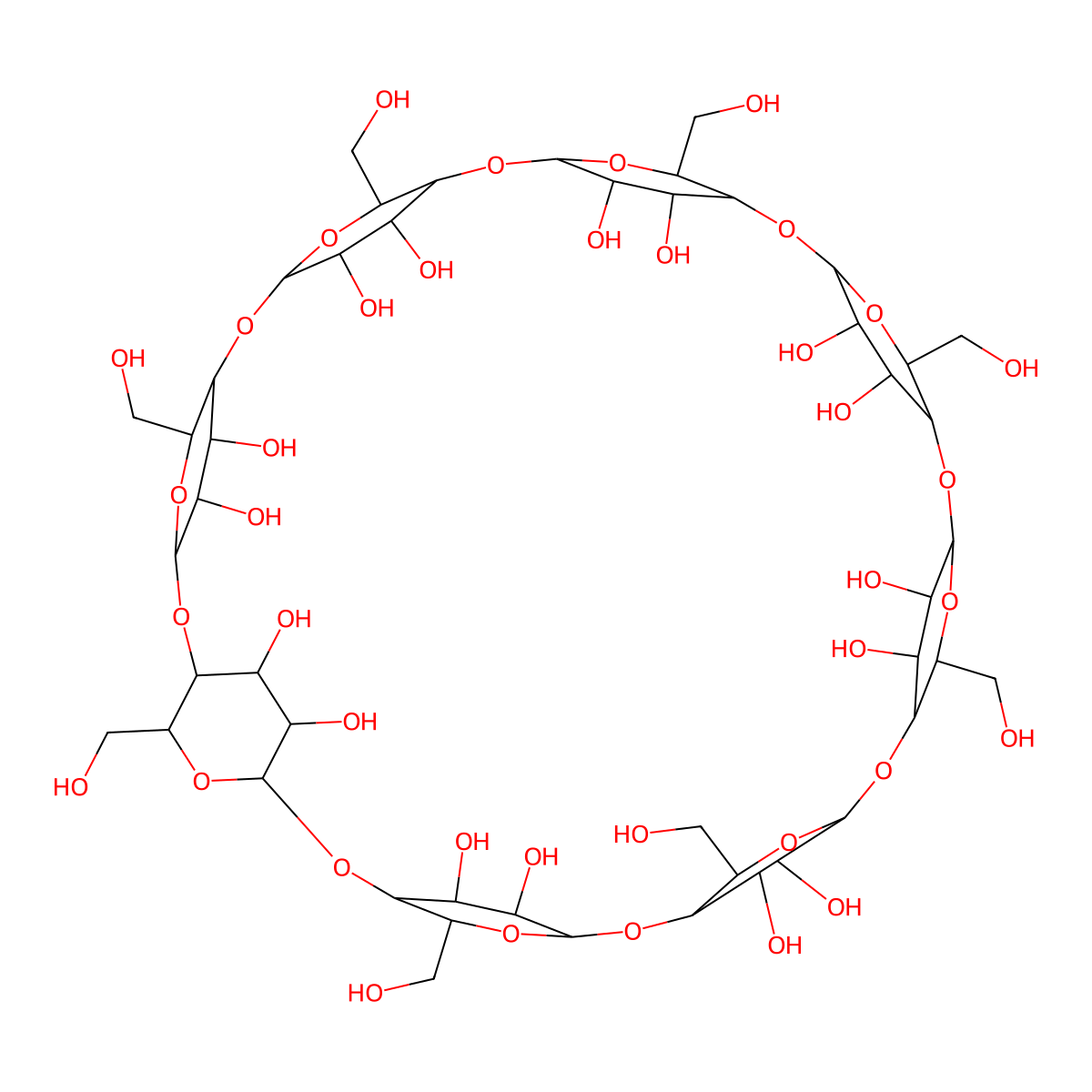 Gamma-cyclodextrin molecular structure, CAS 17465-86-0