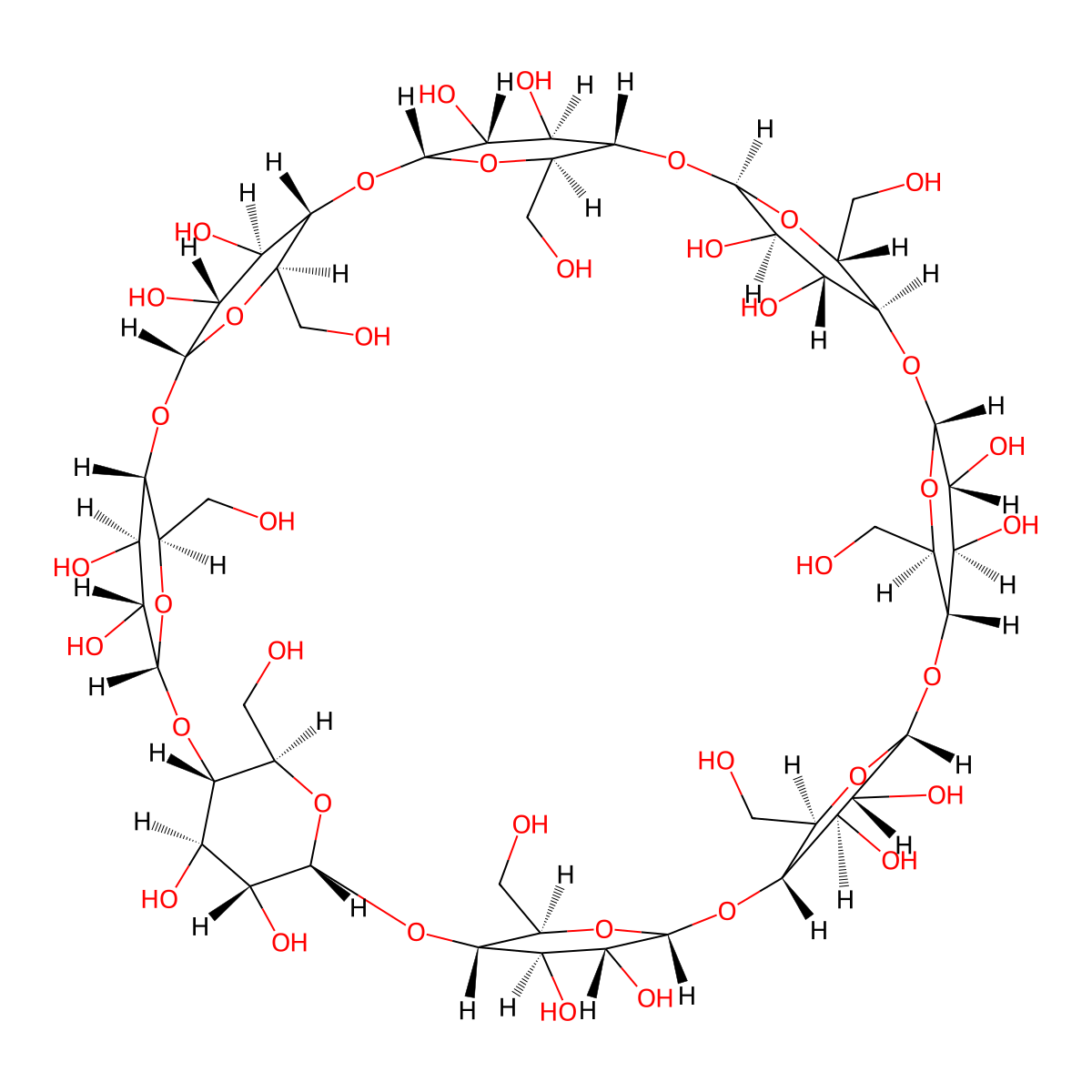 Gamma-cyclodextrin molecular structure, CAS 17465-86-0