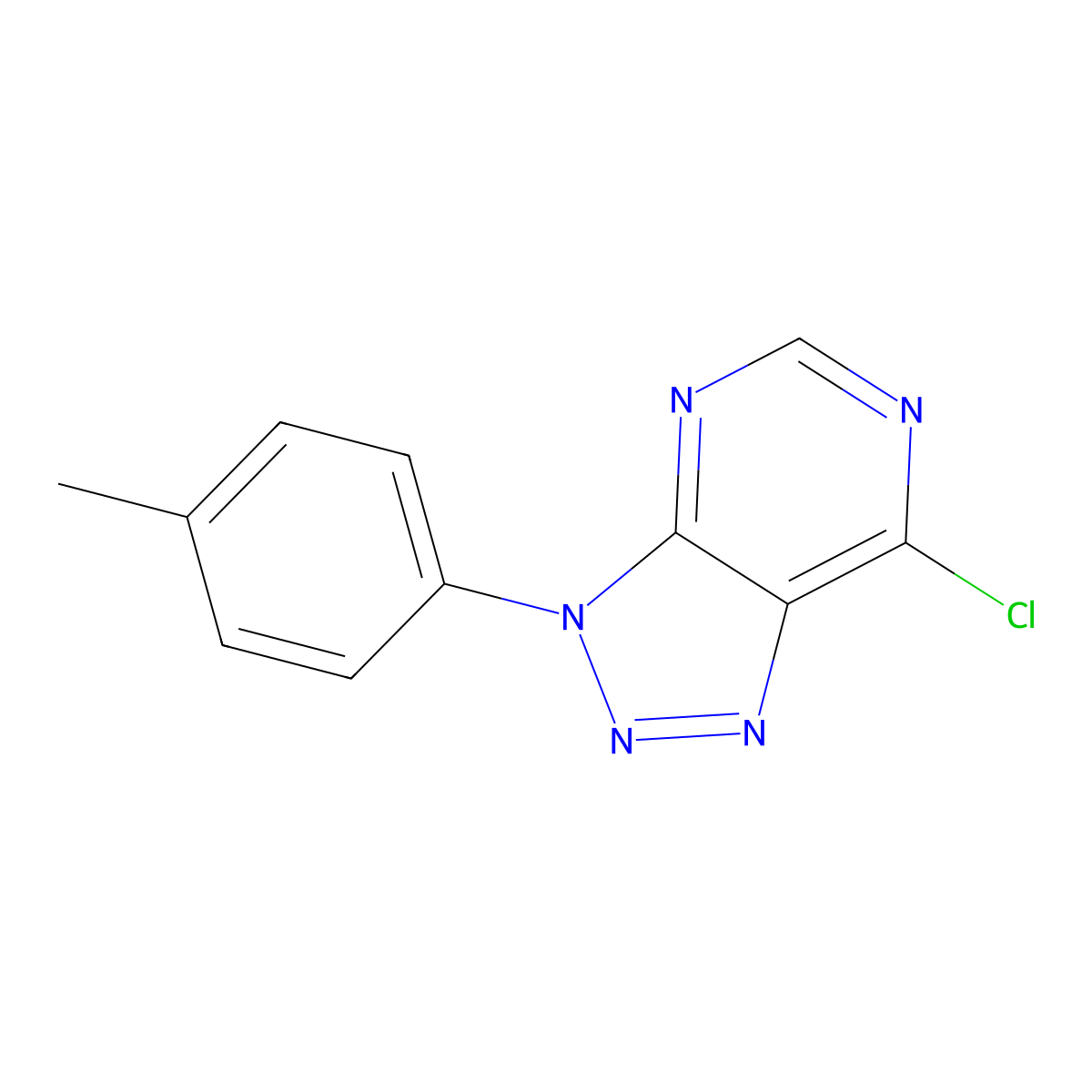 7-chloro-3-(4-methylphenyl)-3H-[1,2,3]triazolo[4,5-d]pyrimidine molecular structure, CAS 17465-99-5