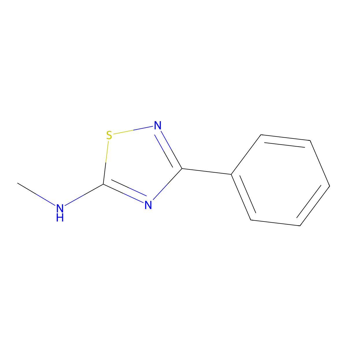 N-methyl-3-phenyl-1,2,4-thiadiazol-5-amine molecular structure, CAS 17467-32-2