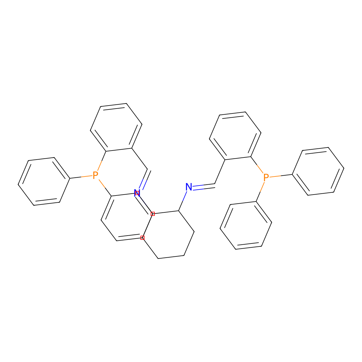 (1S)-1alpha,2beta-Bis[2-(diphenylphosphino)benzylideneamino]cyclohexane molecular structure, CAS 174677-82-8