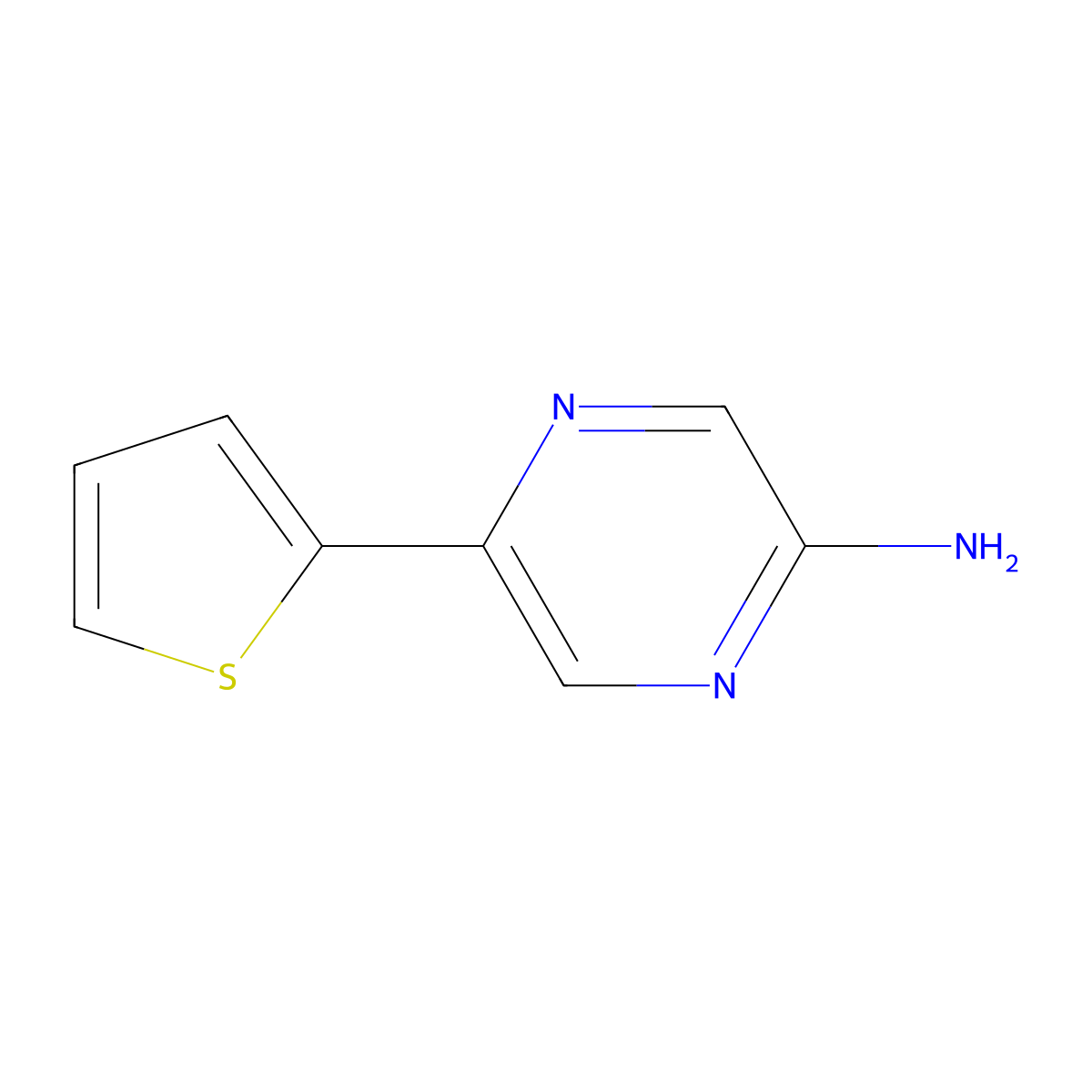 2-Pyrazinamine, 5-(2-thienyl)- molecular structure, CAS 174680-62-7