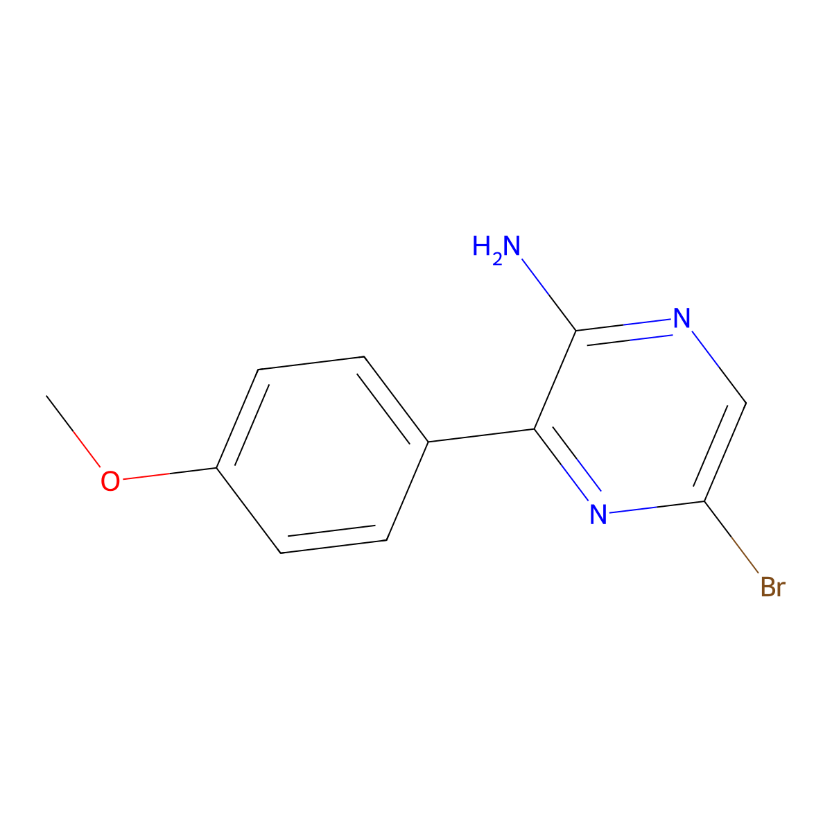 5-Bromo-3-(4-methoxyphenyl)pyrazine-2-amine molecular structure, CAS 174680-65-0