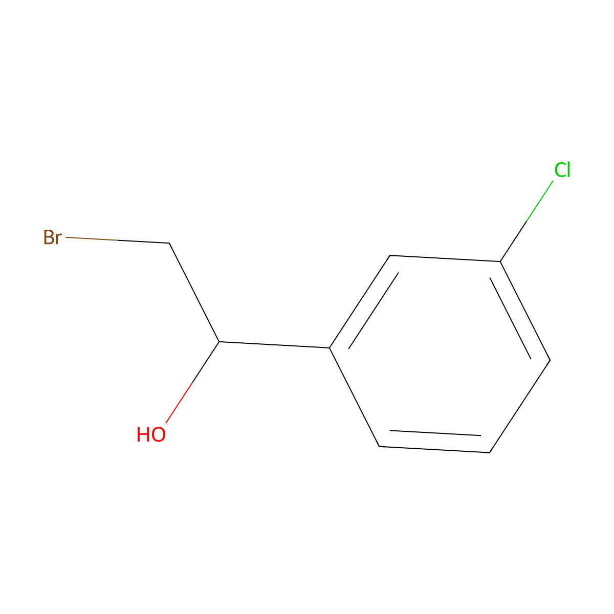 (S)-2-bromo-1-(3-chlorophenyl)ethanol molecular structure, CAS 174699-76-4