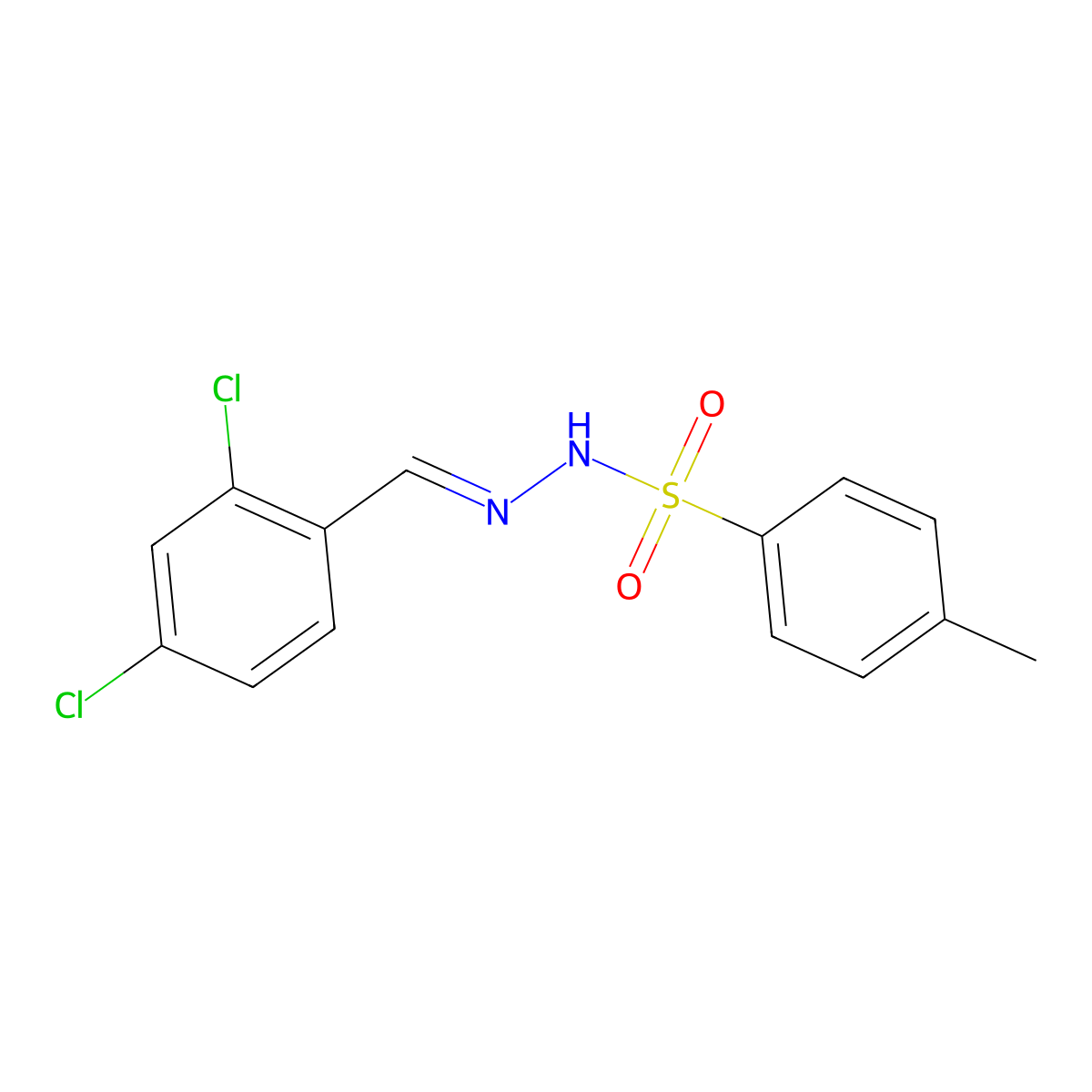N-[(E)-(2,4-dichlorophenyl)methylideneamino]-4-methylbenzenesulfonamide molecular structure, CAS 1747-47-3