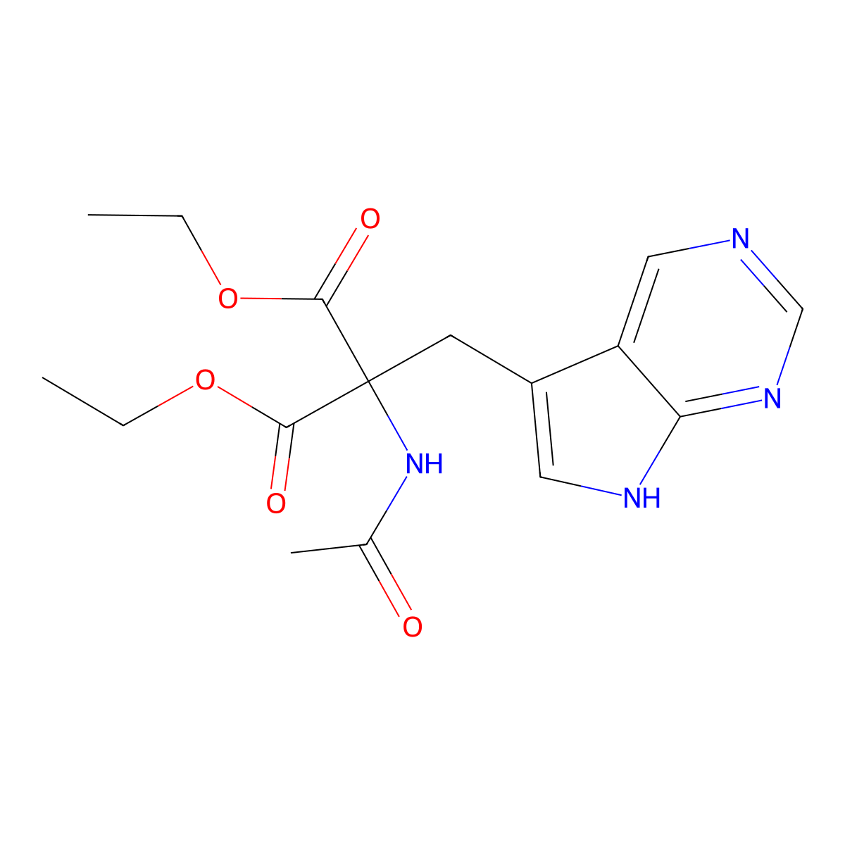 1,3-diethyl 2-acetamido-2-({7H-pyrrolo[2,3-d]pyrimidin-5-yl}methyl)propanedioate molecular structure, CAS 1747-54-2