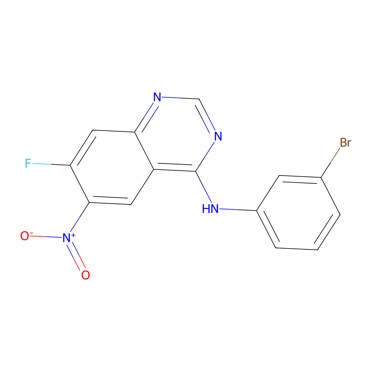 N-(3-Bromophenyl)-7-fluoro-6-nitroquinazolin-4-amine molecular structure, CAS 174709-17-2