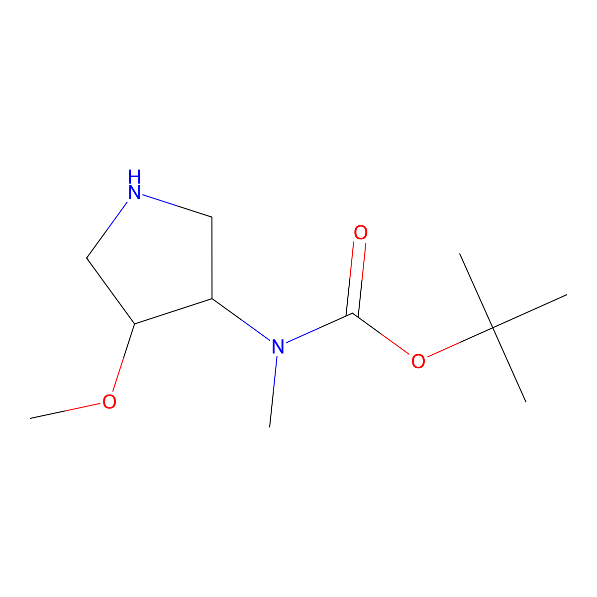 Tert-butyl (3S,4S)-4-methoxypyrrolidin-3-YL(methyl)carbamate molecular structure, CAS 174727-04-9