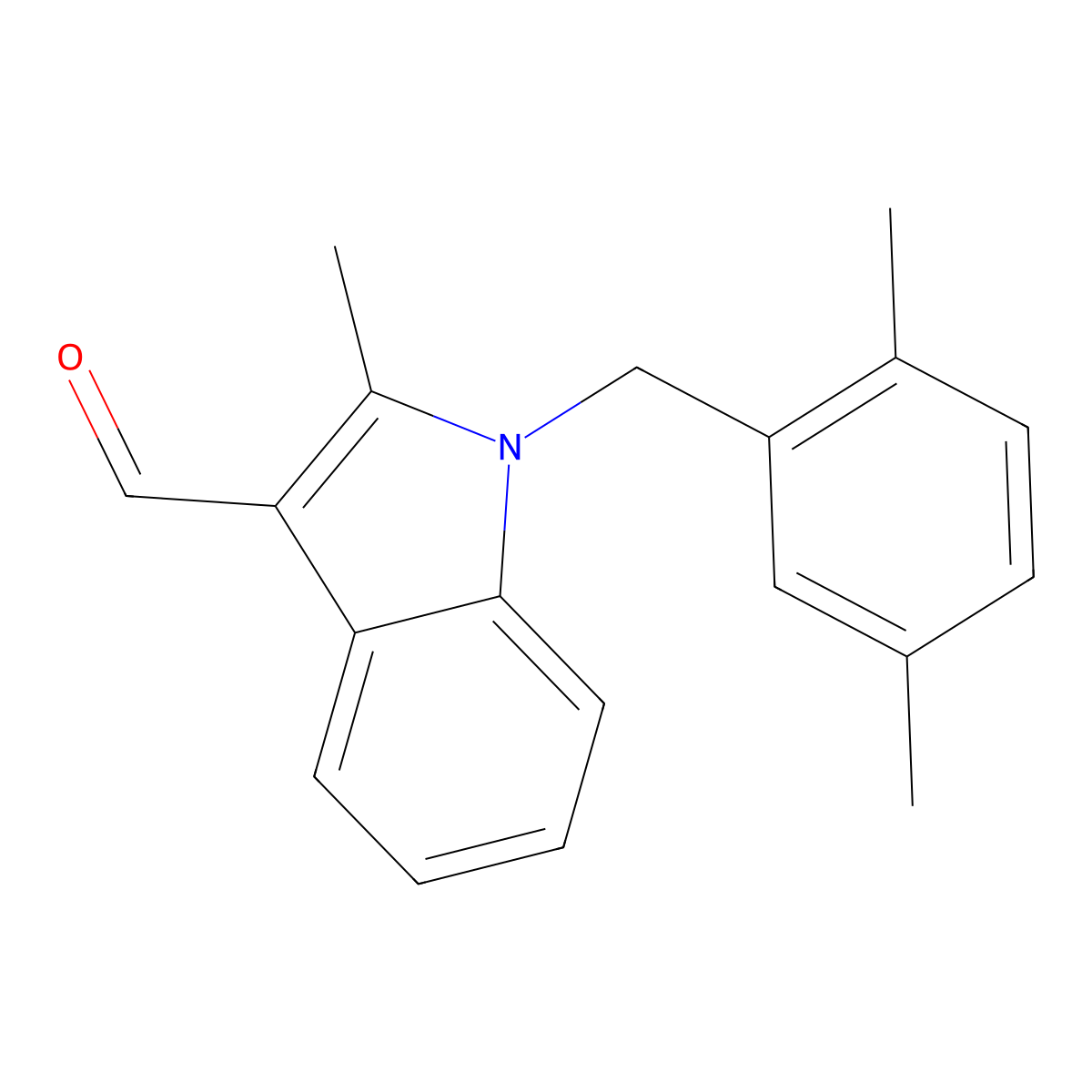 1-(2,5-dimethylbenzyl)-2-methyl-1H-indole-3-carbaldehyde molecular structure, CAS 174727-79-8