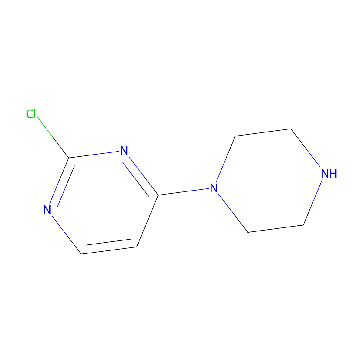 2-Chloro-4-(piperazin-1-yl)pyrimidine molecular structure, CAS 174728-03-1