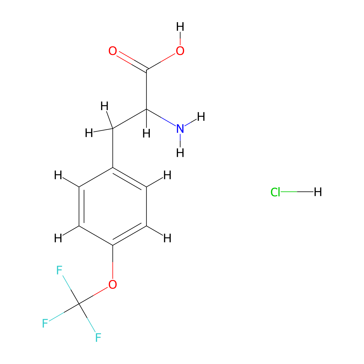 2-Amino-3-[4-(trifluoromethoxy)phenyl]propanoic acid hydrochloride molecular structure, CAS 174732-77-5