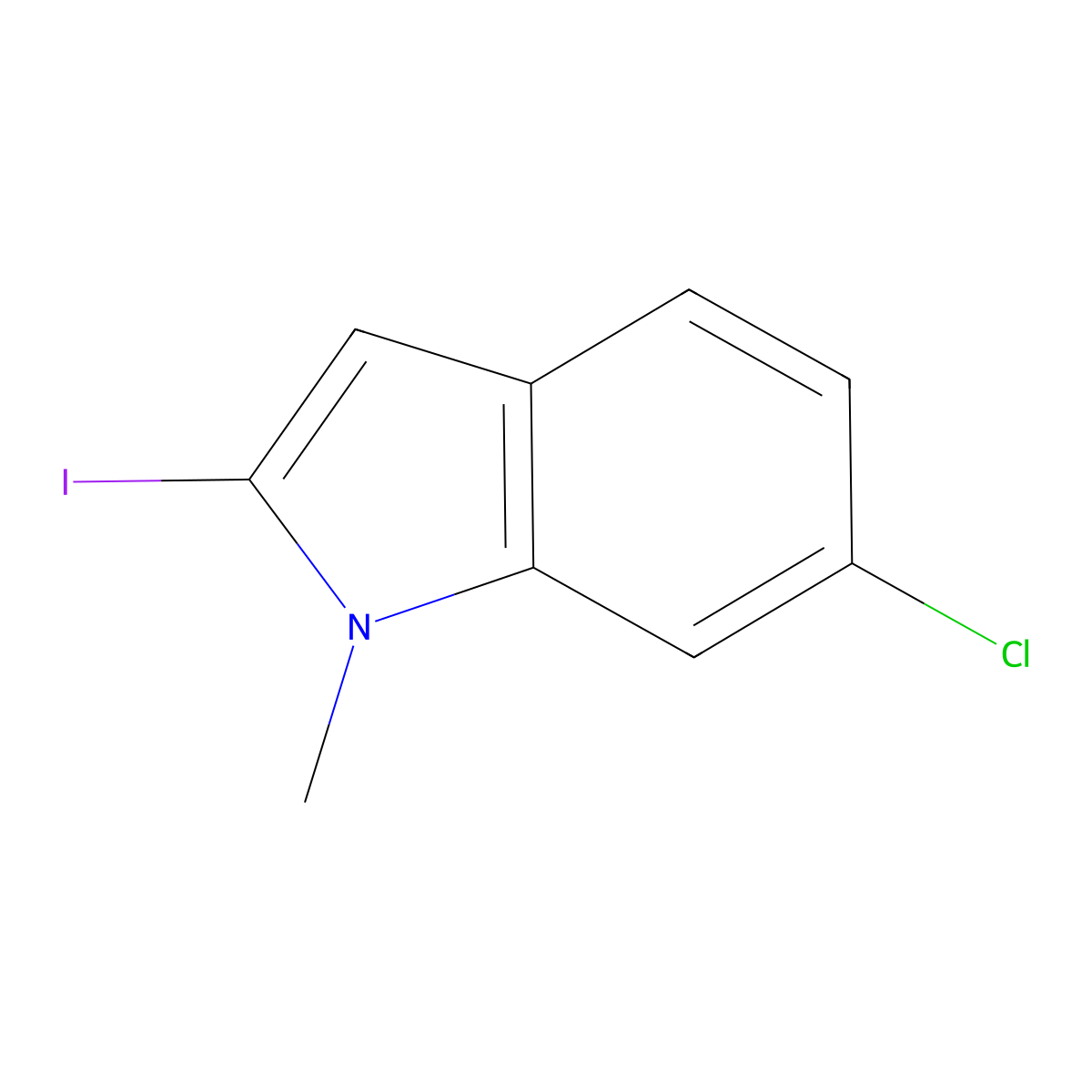 6-Chloro-2-iodo-1-methyl-1H-indole molecular structure, CAS 174734-20-4