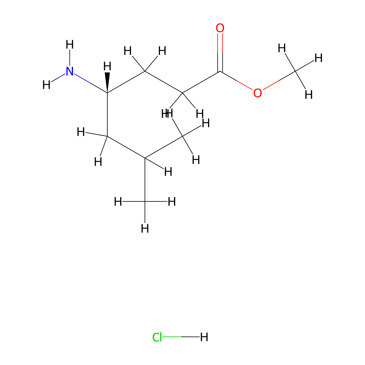 methyl (4R)-4-amino-6-methylheptanoate hydrochloride molecular structure, CAS 174739-97-0