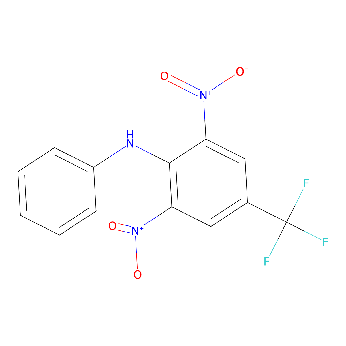 2,6-dinitro-N-phenyl-4-(trifluoromethyl)aniline molecular structure, CAS 17474-05-4