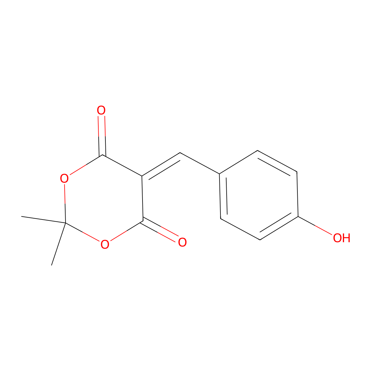 5-(4-Hydroxybenzylidene)-2,2-dimethyl-1,3-dioxane-4,6-dione molecular structure, CAS 17474-27-0