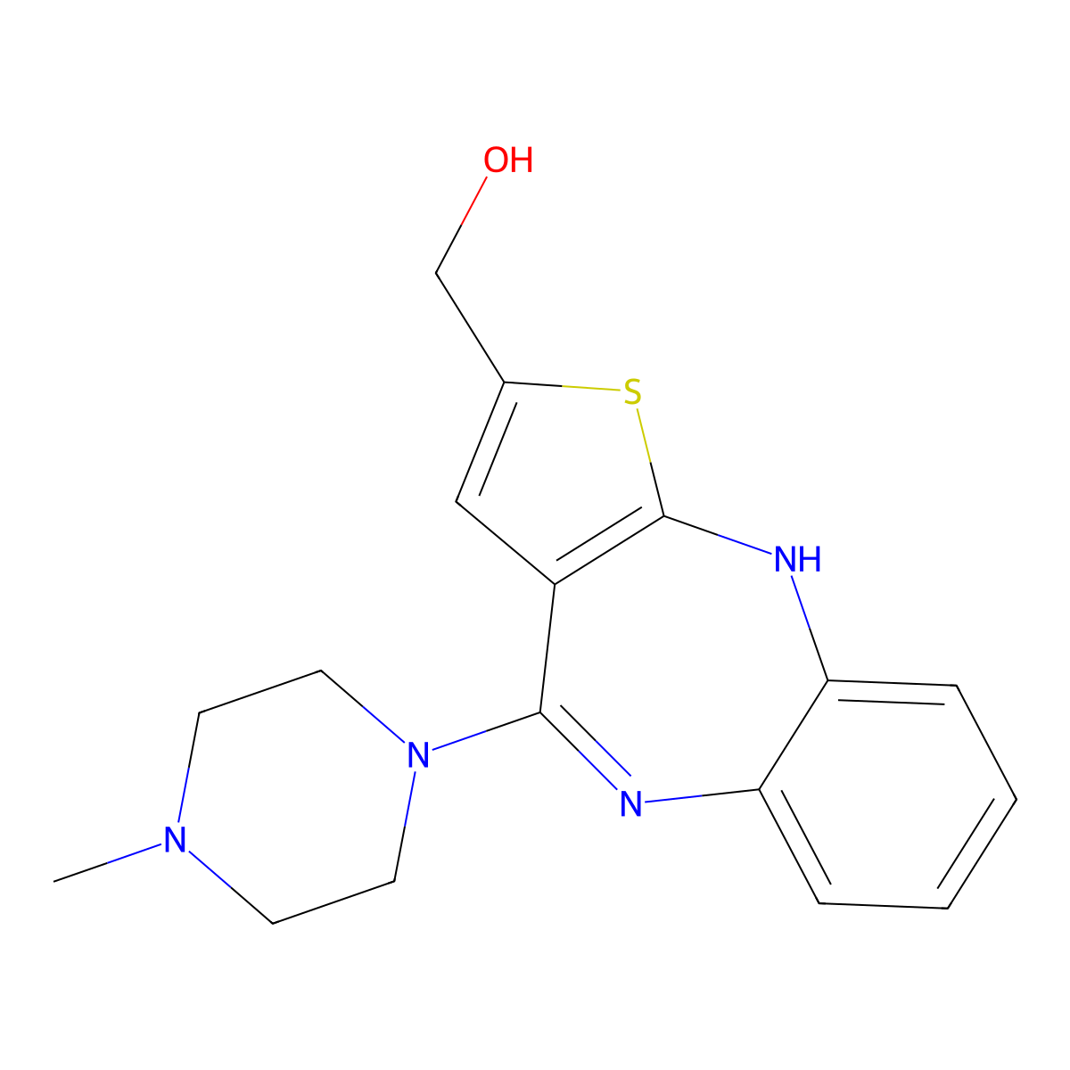 4-(4-Methyl-1-piperazinyl)-10H-thieno(2,3-b)(1,5)benzodiazepine-2-methanol molecular structure, CAS 174756-45-7