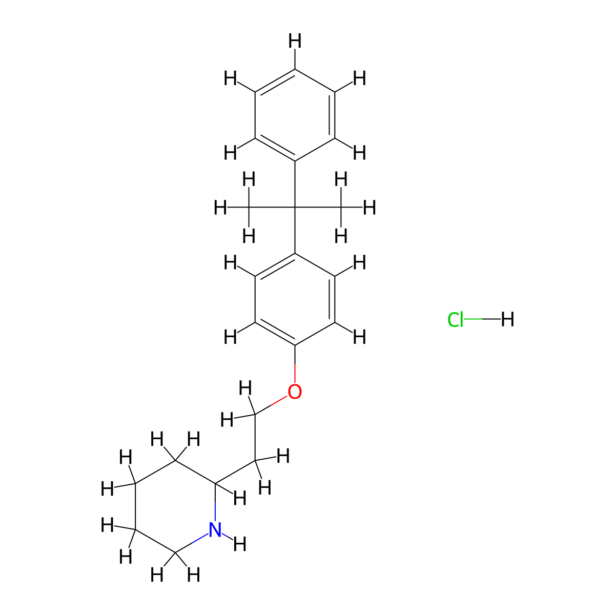2-{2-[4-(1-Methyl-1-phenylethyl)phenoxy]-ethyl}piperidine hydrochloride molecular structure, CAS 174775-73-6