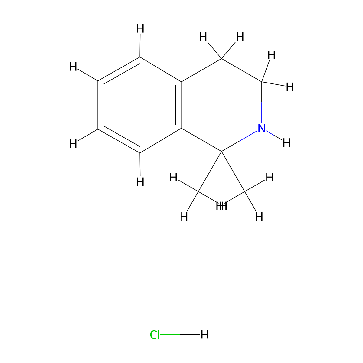 1,1-Dimethyl-1,2,3,4-tetrahydroisoquinoline hydrochloride molecular structure, CAS 174784-36-2