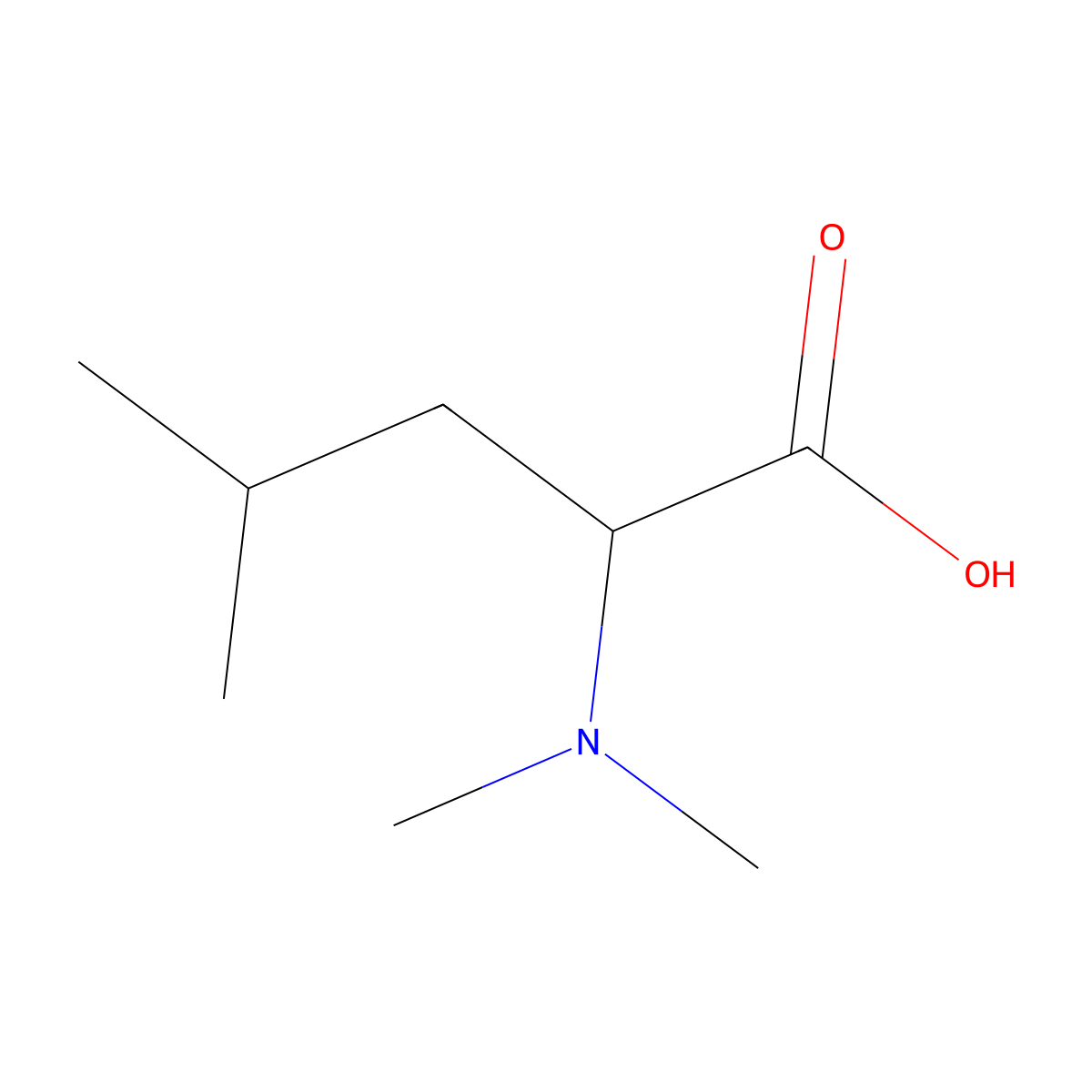 (2R)-2-(dimethylamino)-4-methylpentanoic acid molecular structure, CAS 174785-98-9