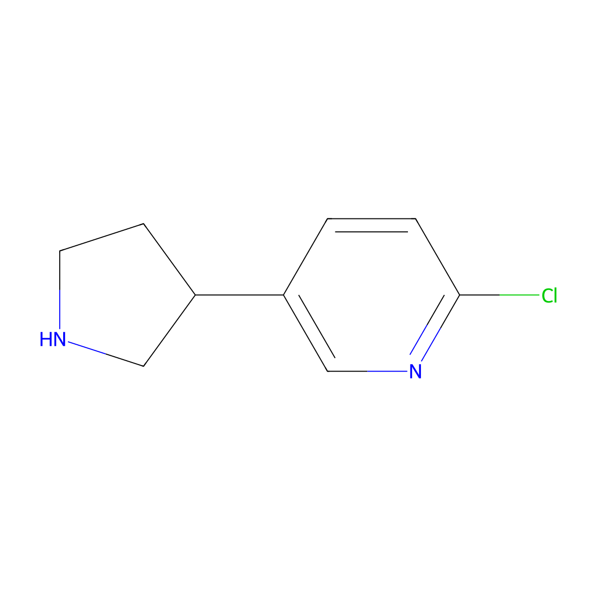 2-Chloro-5-(pyrrolidin-3-yl)pyridine molecular structure, CAS 174789-86-7