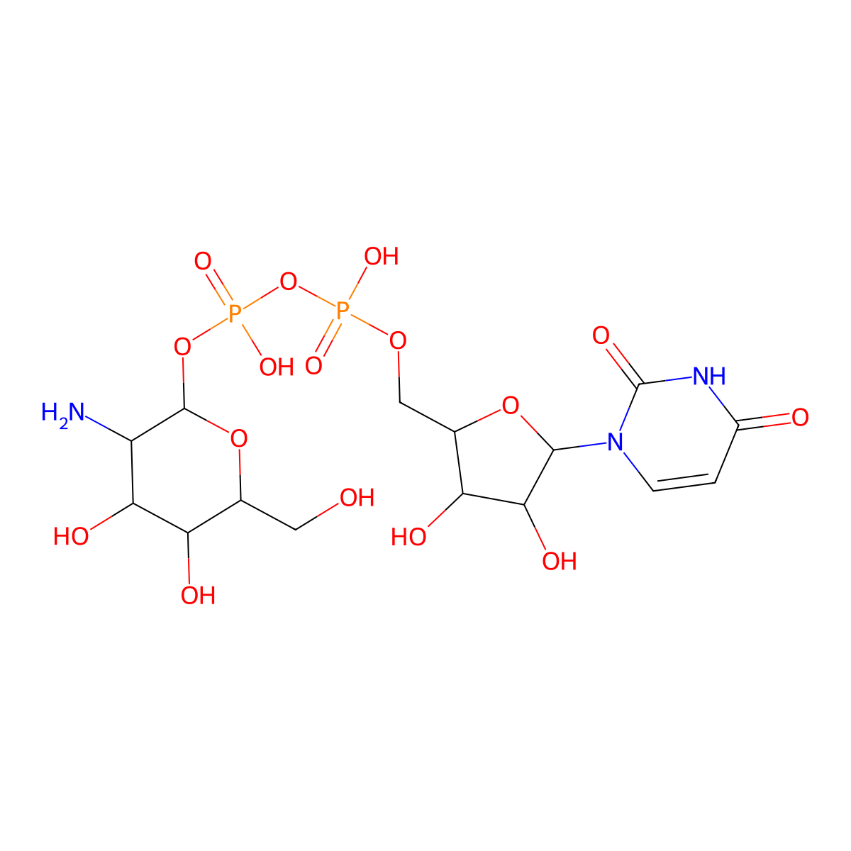 UDP-galactosamine molecular structure, CAS 17479-06-0