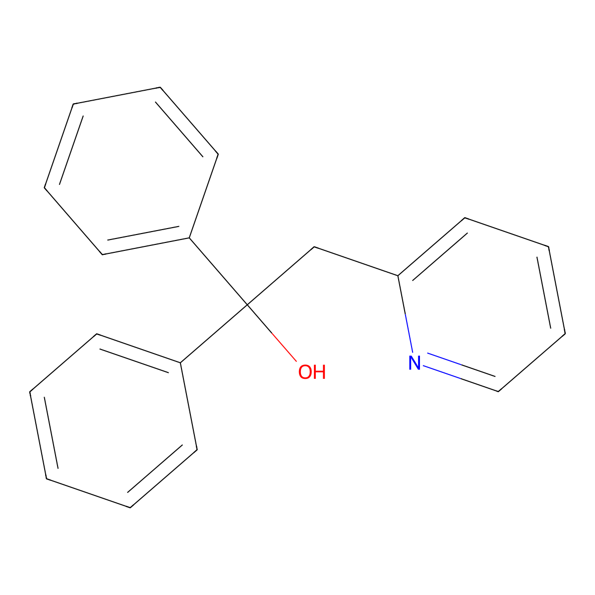 alpha,alpha-Diphenyl-2-pyridineethanol molecular structure, CAS 1748-99-8