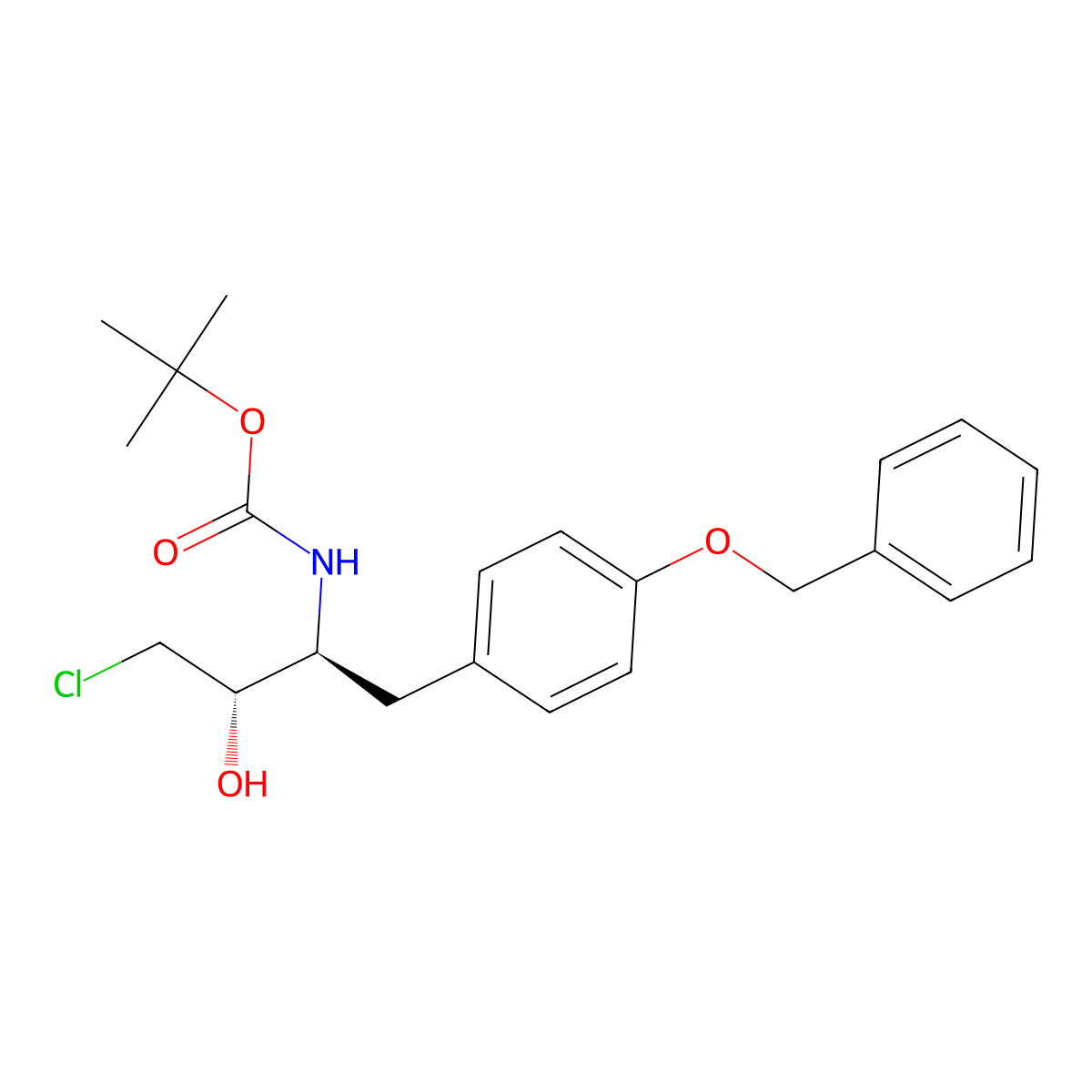 tert-Butyl ((2S,3S)-1-(4-(benzyloxy)phenyl)-4-chloro-3-hydroxybutan-2-yl)carbamate molecular structure, CAS 174801-33-3