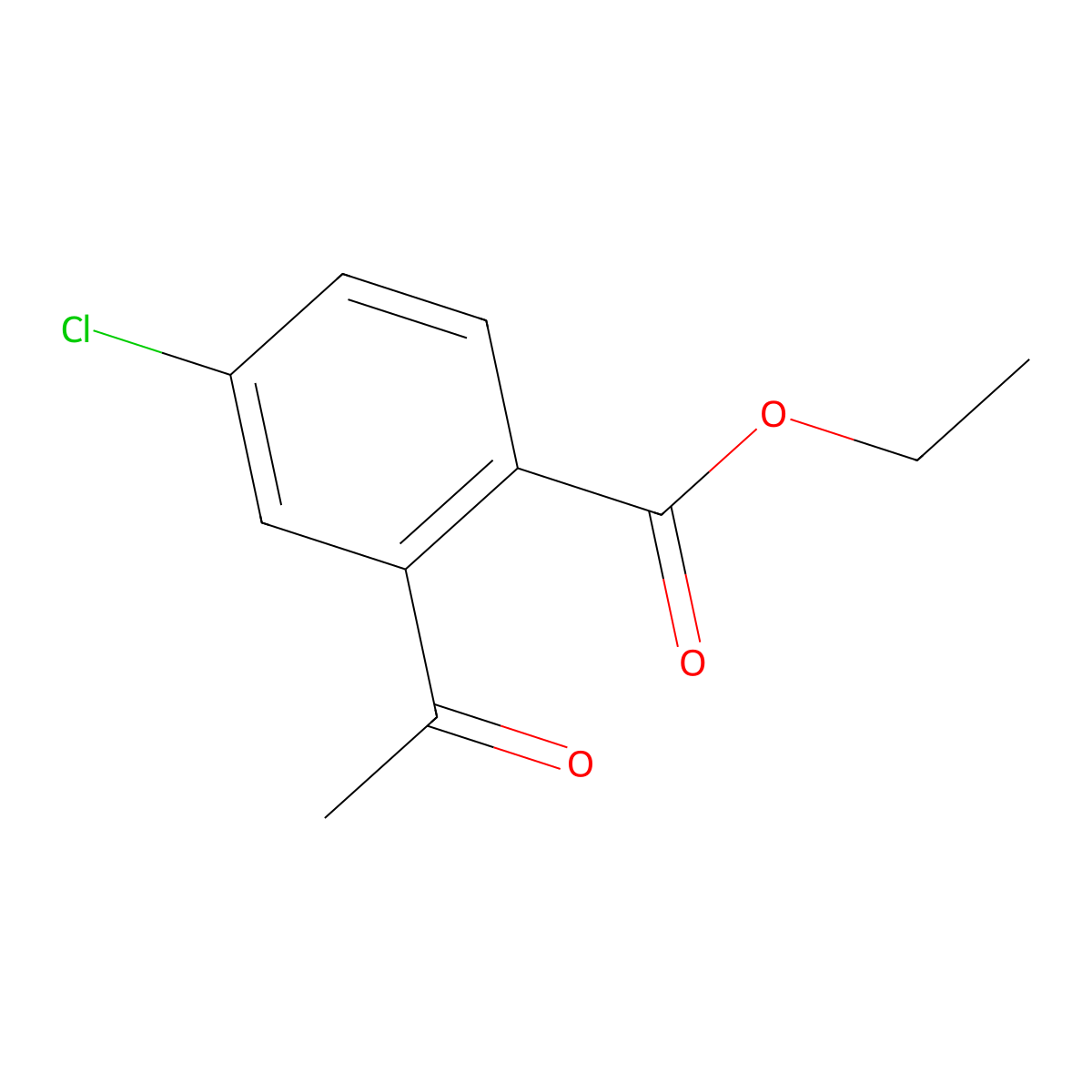 Ethyl 2-acetyl-4-chlorobenzoate molecular structure, CAS 174813-39-9