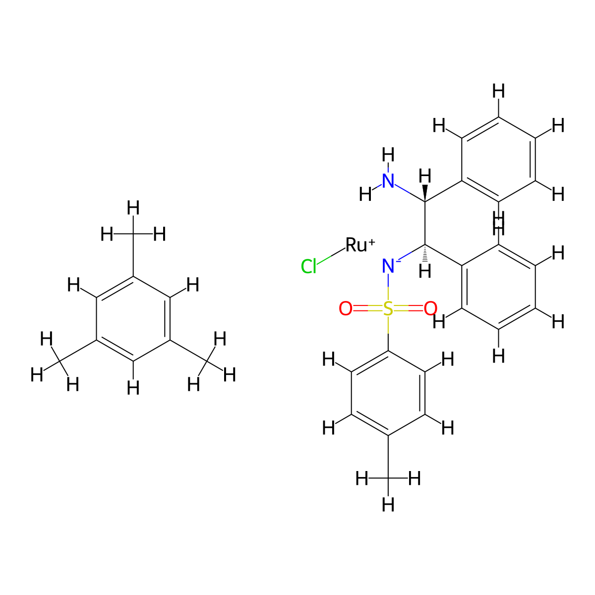 RuCl[(R,R)-Tsdpen](mesitylene) molecular structure, CAS 174813-82-2