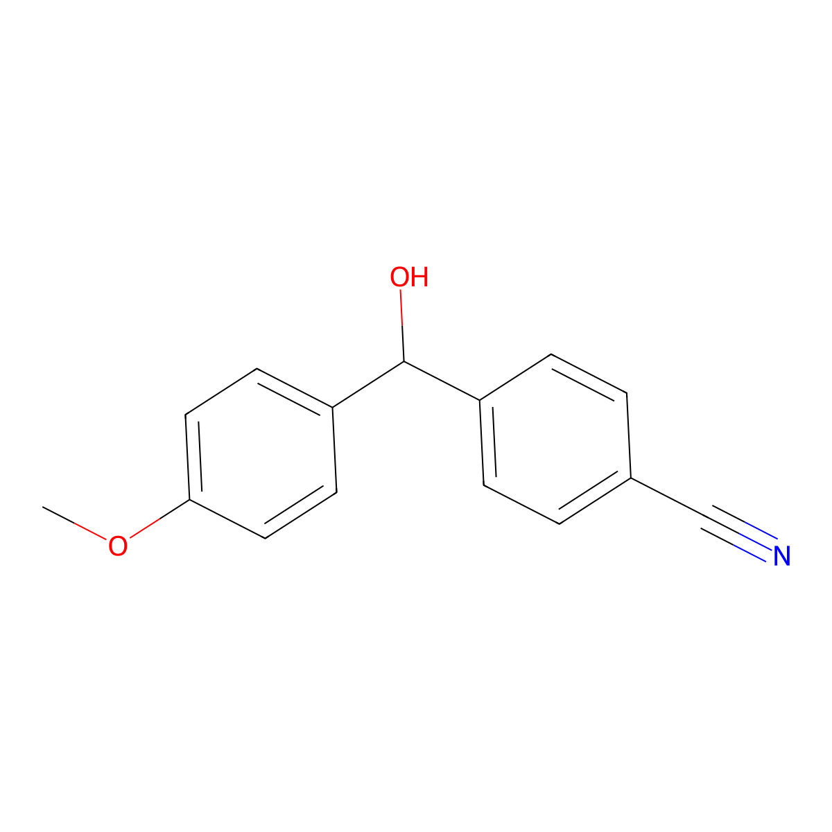 4-(Hydroxy(4-methoxyphenyl)methyl)benzonitrile molecular structure, CAS 174813-84-4