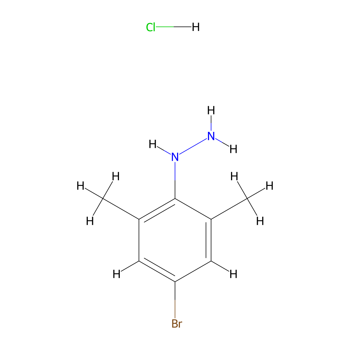 (4-Bromo-2,6-dimethylphenyl)hydrazine hydrochloride molecular structure, CAS 174826-34-7