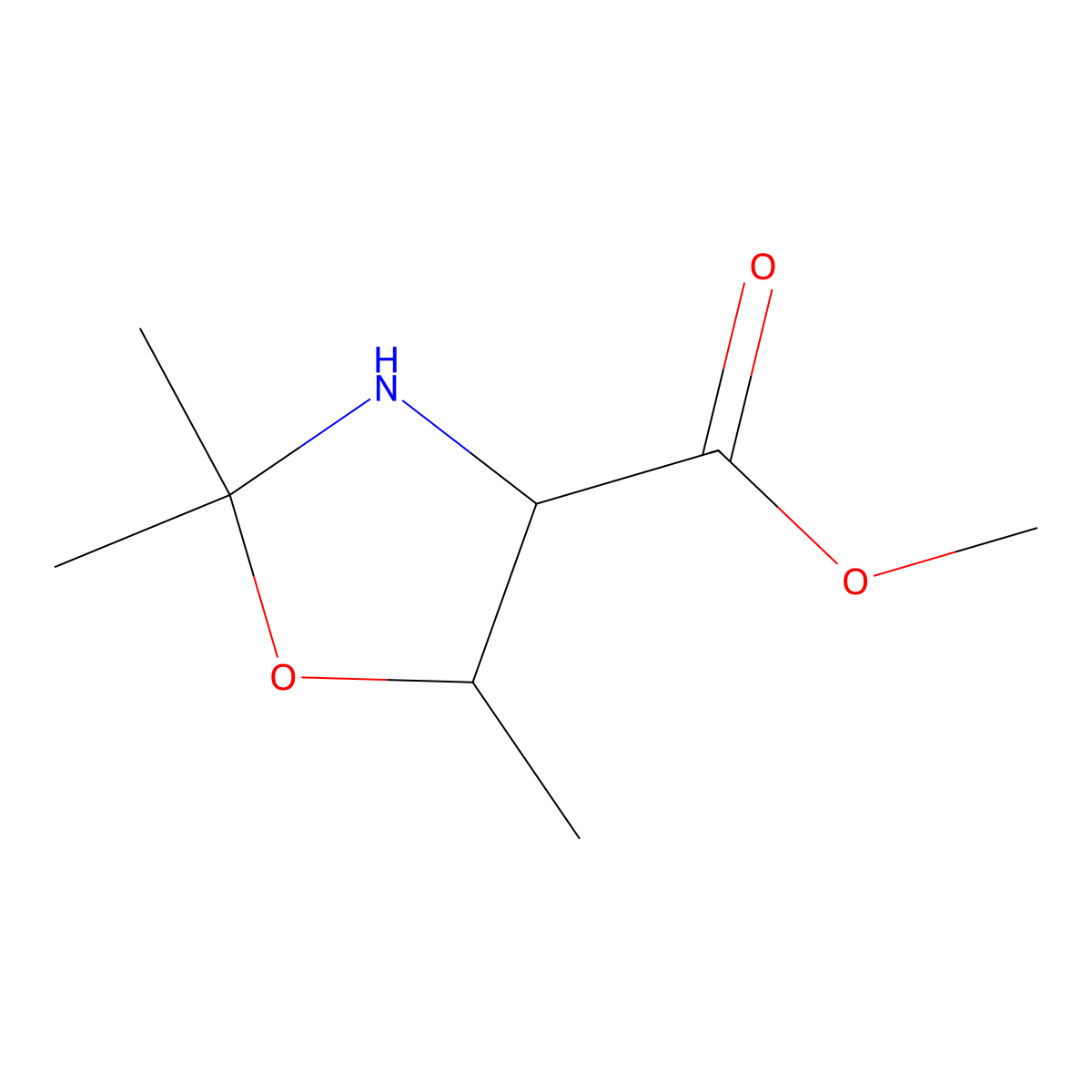 methyl (4S,5R)-2,2,5-trimethyl-1,3-oxazolidine-4-carboxylate molecular structure, CAS 174840-03-0