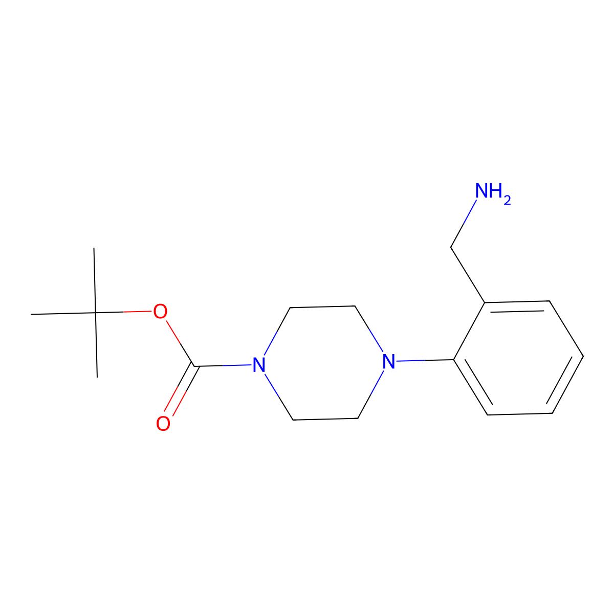 Tert-butyl 4-[2-(aminomethyl)phenyl]piperazine-1-carboxylate molecular structure, CAS 174855-53-9