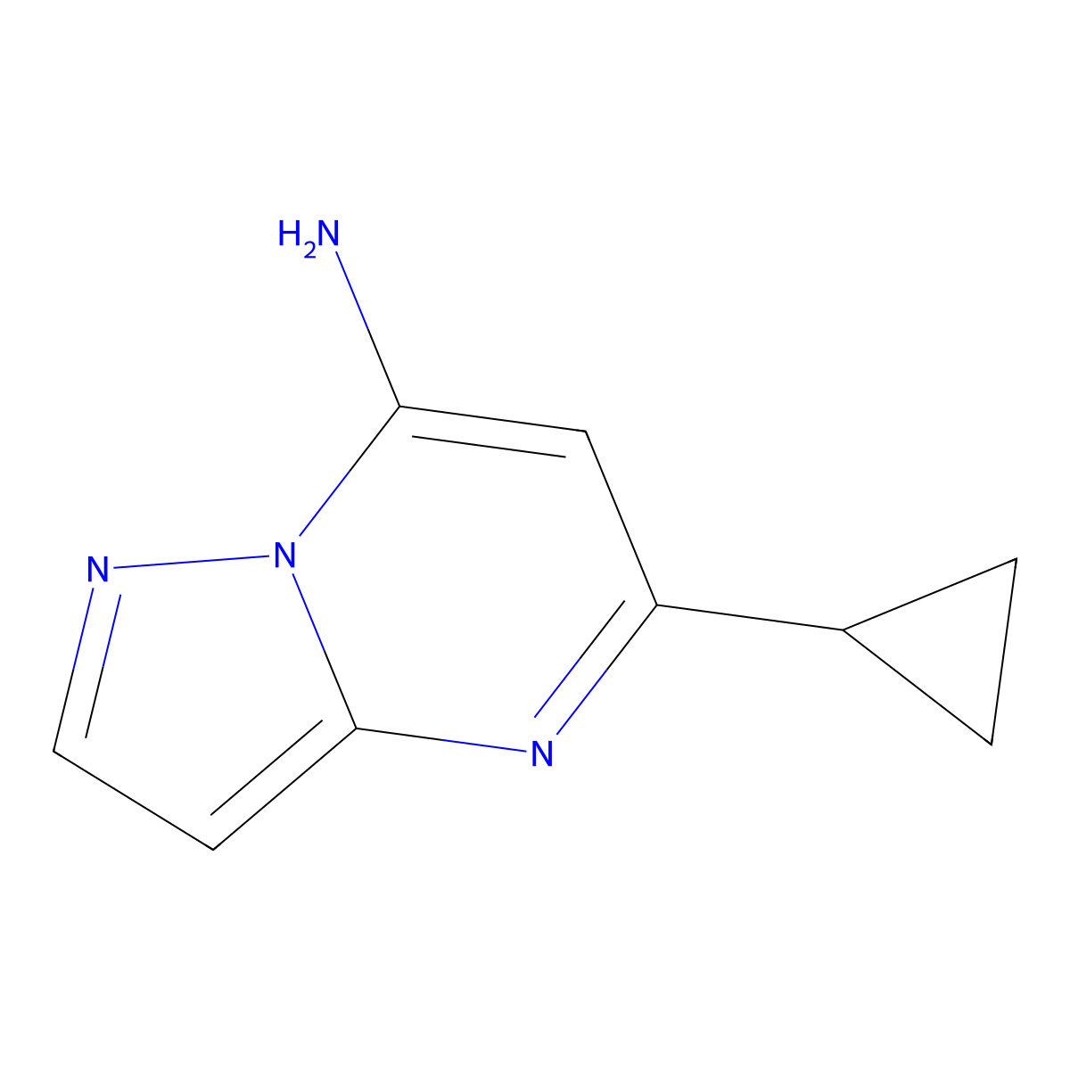 5-Cyclopropylpyrazolo[1,5-a]pyrimidin-7-amine molecular structure, CAS 174859-63-3