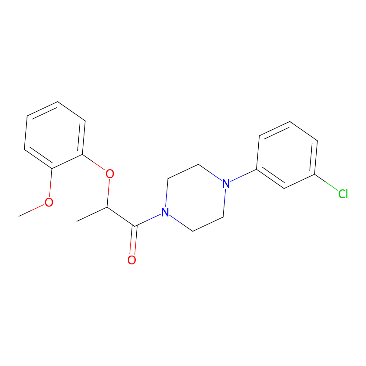 1-[4-(3-Chlorophenyl)piperazin-1-yl]-2-(2-methoxyphenoxy)propan-1-one molecular structure, CAS 174877-71-5