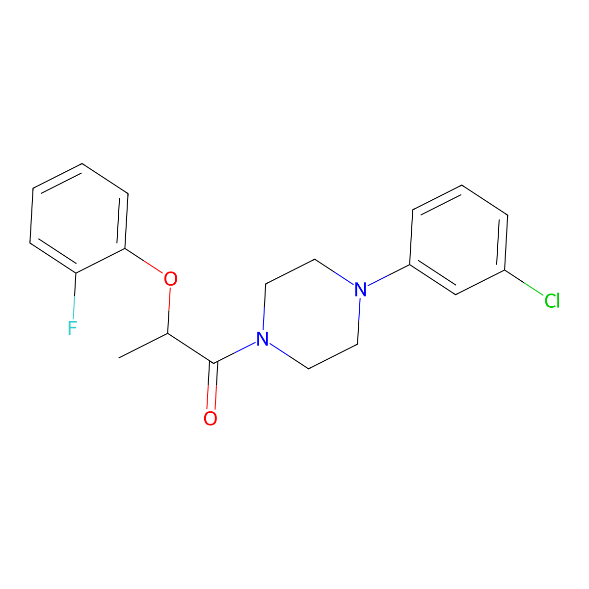 1-[4-(3-Chlorophenyl)piperazin-1-yl]-2-(2-fluorophenoxy)propan-1-one molecular structure, CAS 174877-74-8