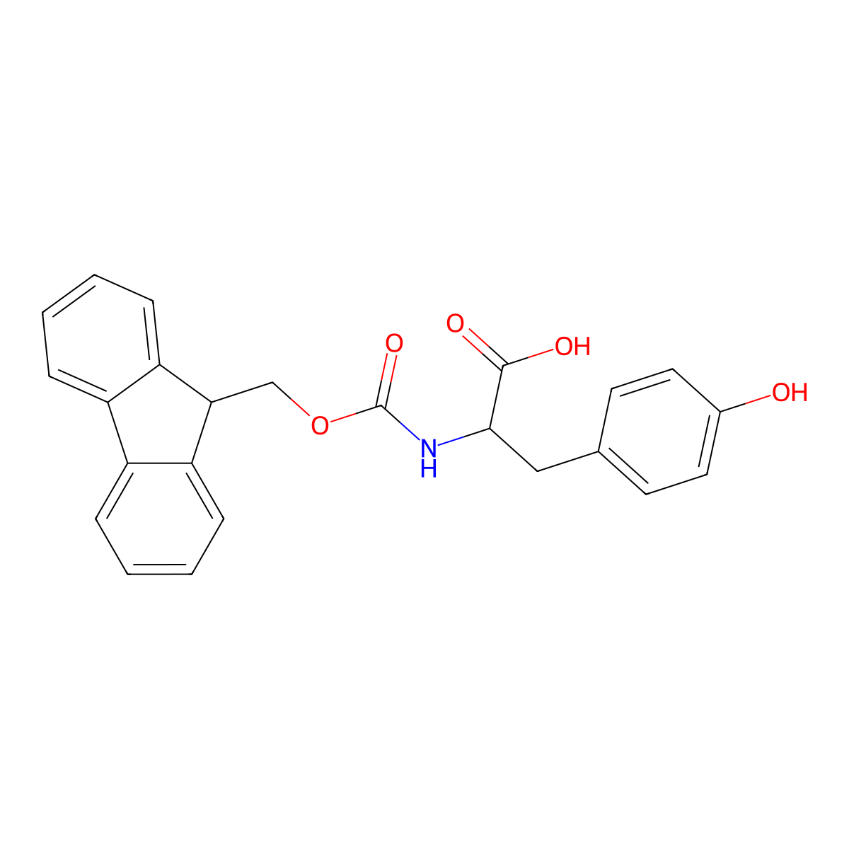 2-{[(9H-fluoren-9-ylmethoxy)carbonyl]amino}-3-(4-hydroxyphenyl)propanoic acid molecular structure, CAS 174879-26-6
