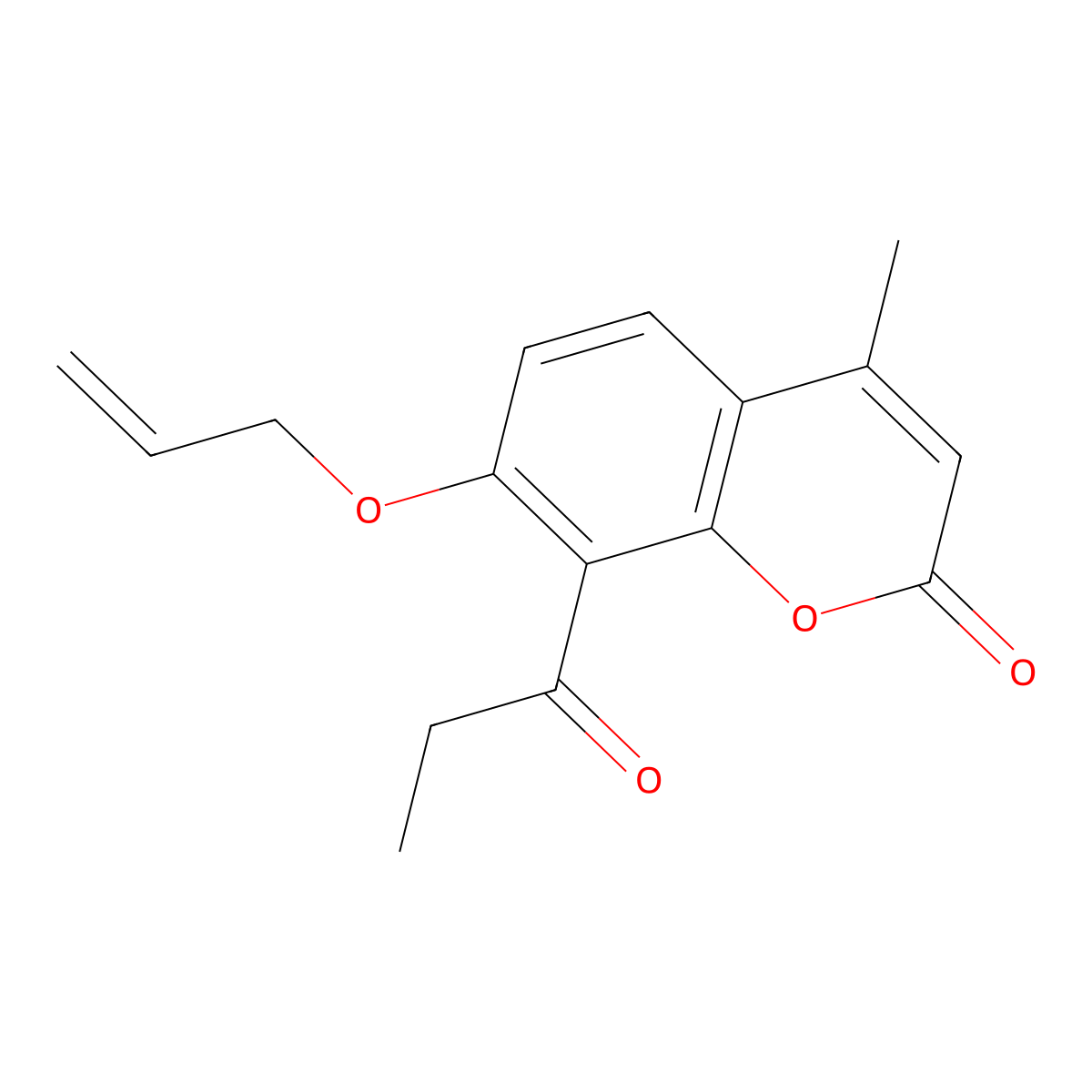 4-Methyl-8-propanoyl-7-prop-2-enoxychromen-2-one molecular structure, CAS 17488-74-3