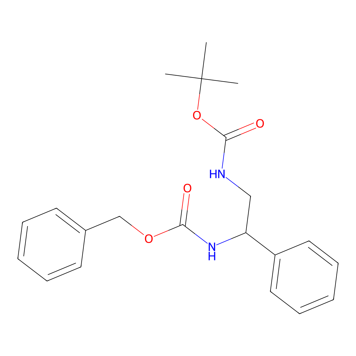 Benzyl tert-butyl (1-phenylethane-1,2-diyl)dicarbamate molecular structure, CAS 174885-98-4