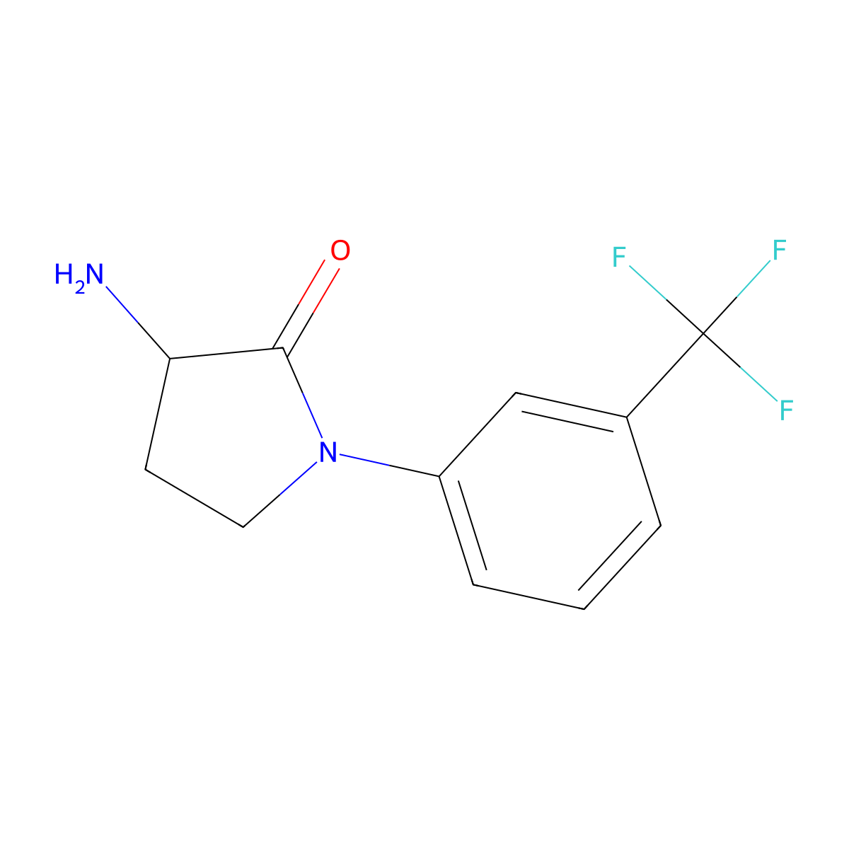 3-Amino-1-(3-(trifluoromethyl)phenyl)pyrrolidin-2-one molecular structure, CAS 174889-32-8