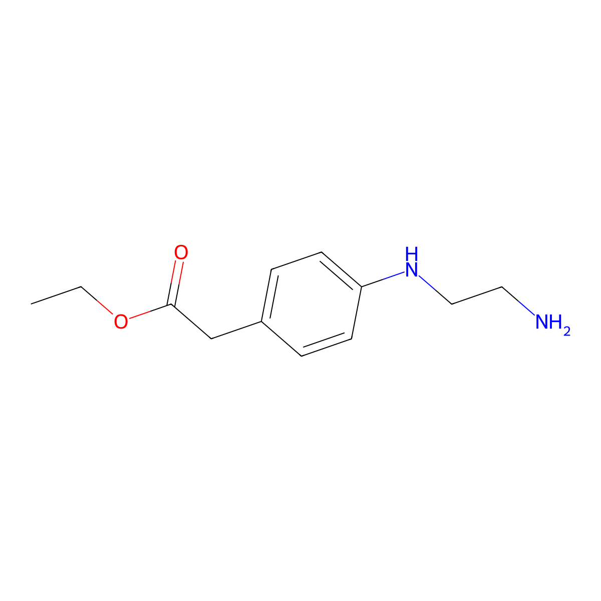 Ethyl 2-(4-((2-aminoethyl)amino)phenyl)acetate molecular structure, CAS 174890-79-0
