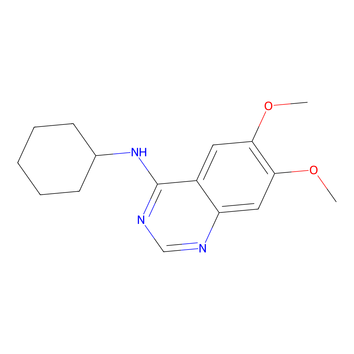N-cyclohexyl-6,7-dimethoxyquinazolin-4-amine molecular structure, CAS 174892-31-0
