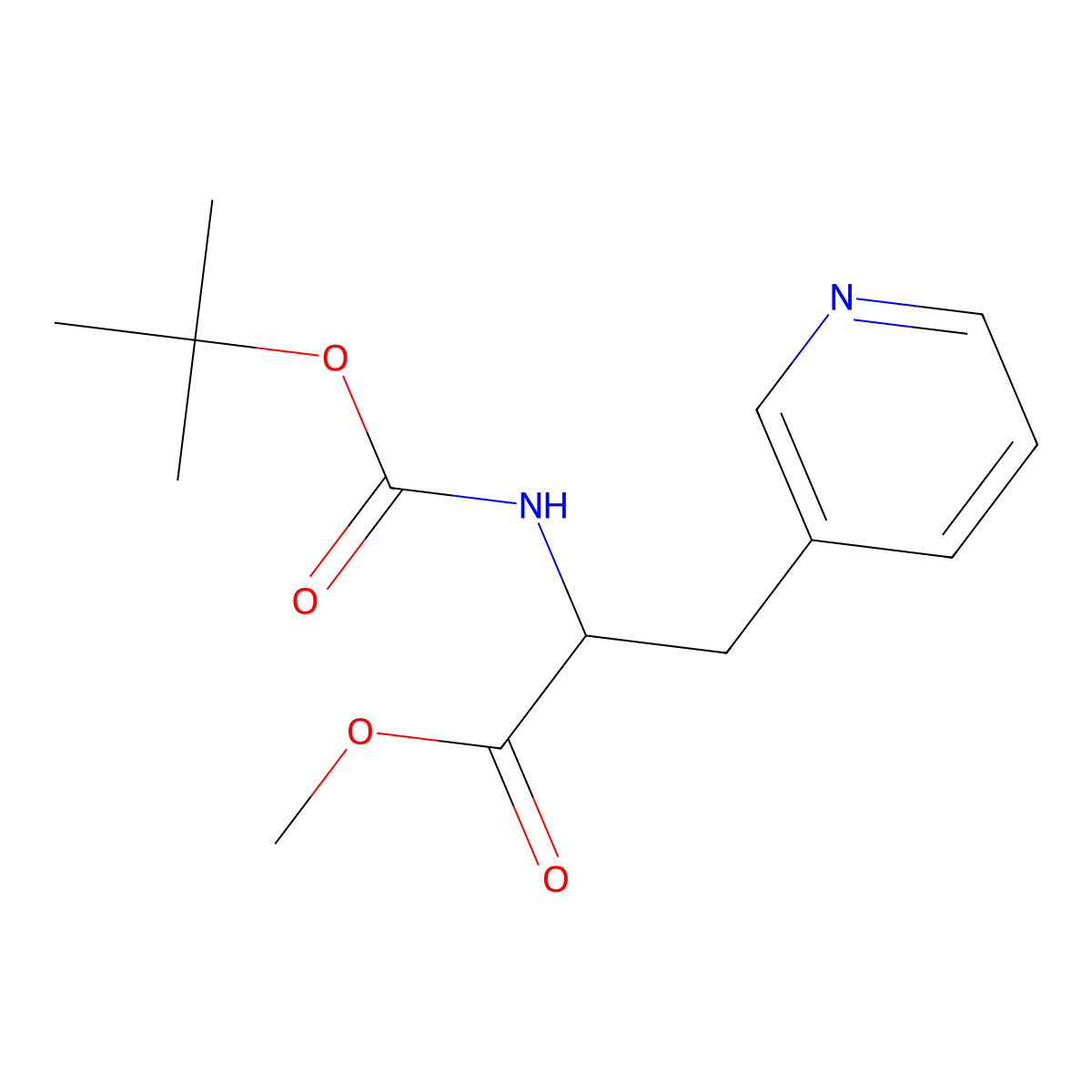 methyl (2S)-2-{[(tert-butoxy)carbonyl]amino}-3-(pyridin-3-yl)propanoate molecular structure, CAS 174893-88-0