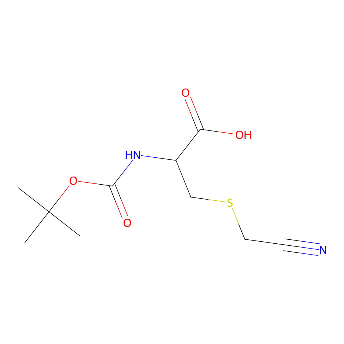 (R)-2-((tert-butoxycarbonyl)amino)-3-((cyanomethyl)thio)propanoic acid molecular structure, CAS 174894-18-9