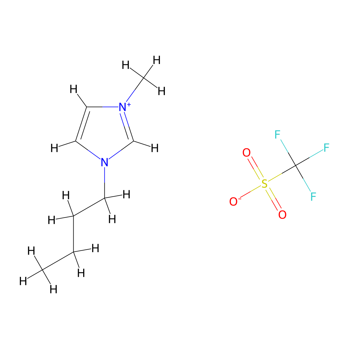 1-Butyl-3-methylimidazolium trifluoromethanesulfonate molecular structure, CAS 174899-66-2